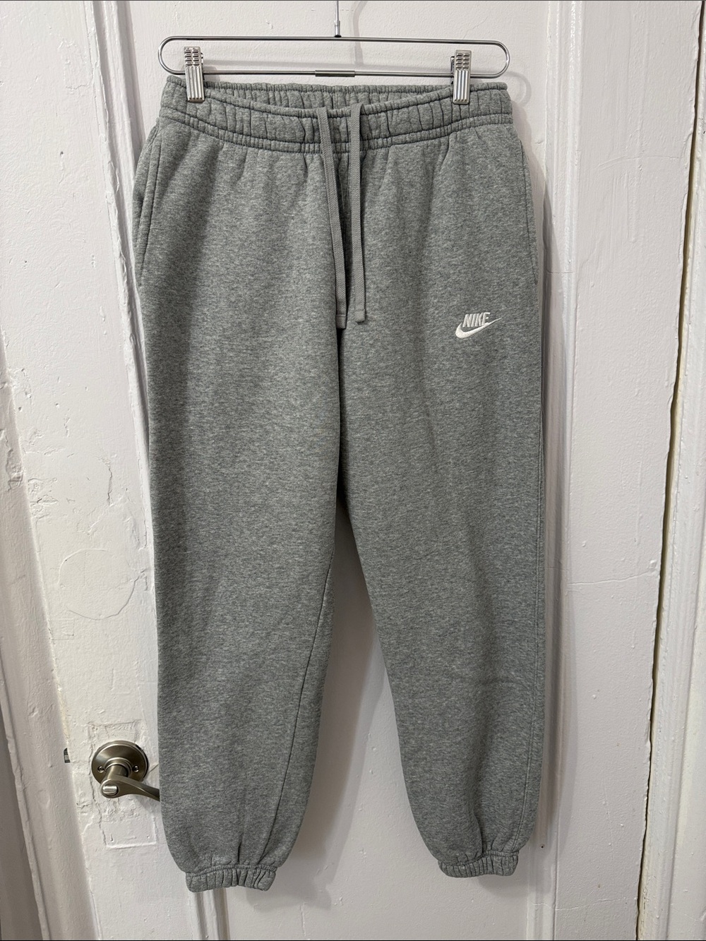 Nike Kids Gray Fleece Jogger Pants with White Logo